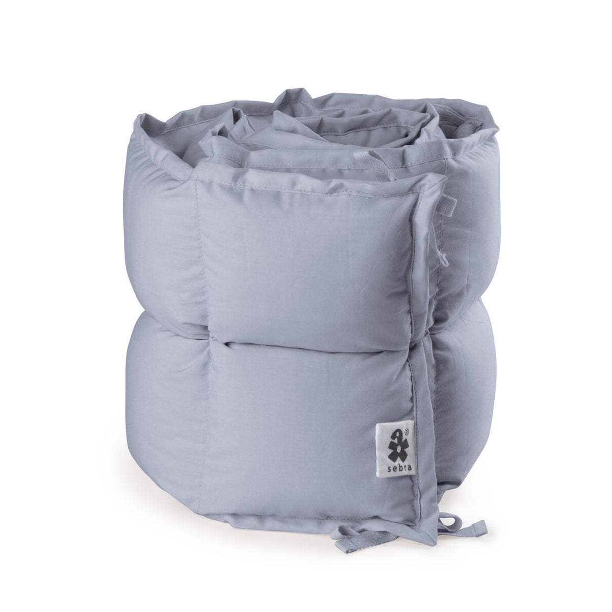 Sebra bed bumper half length, kapok, plain dusty blue