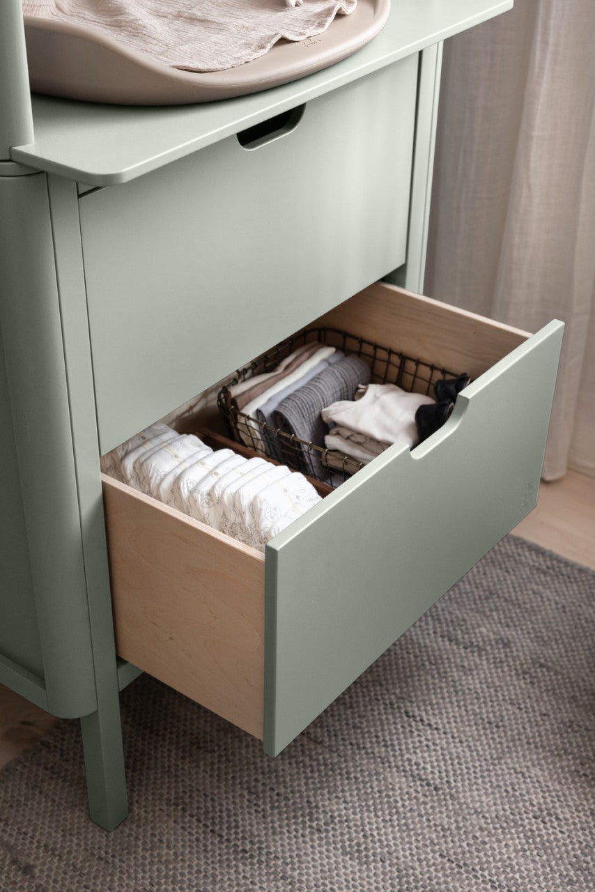 Sebra Commode à langer avec tiroirs composée de 201330069, 201330070, 201330071 Mist Green