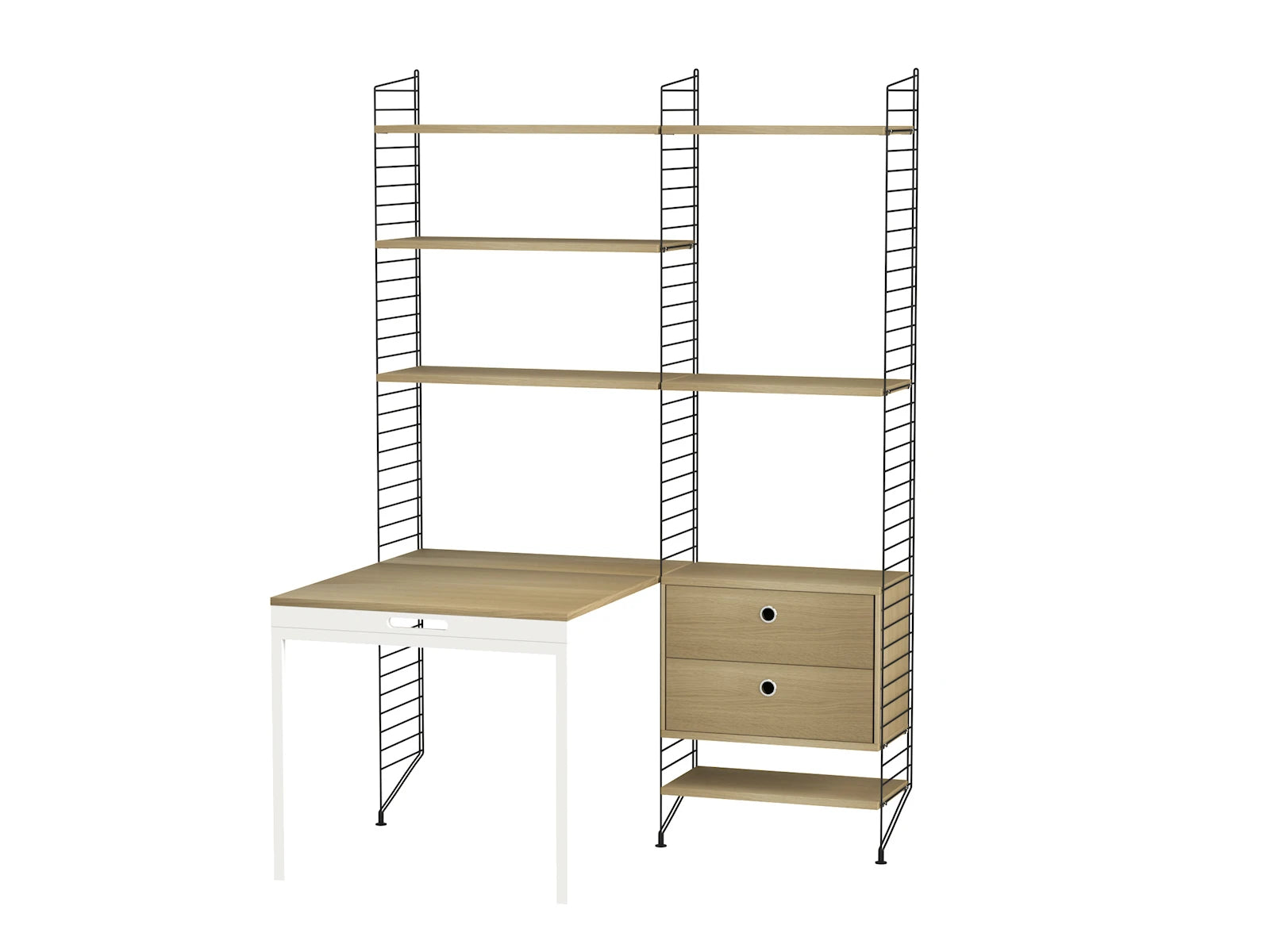 String Furniture Arbeitsplatz E Schwarz / Eiche