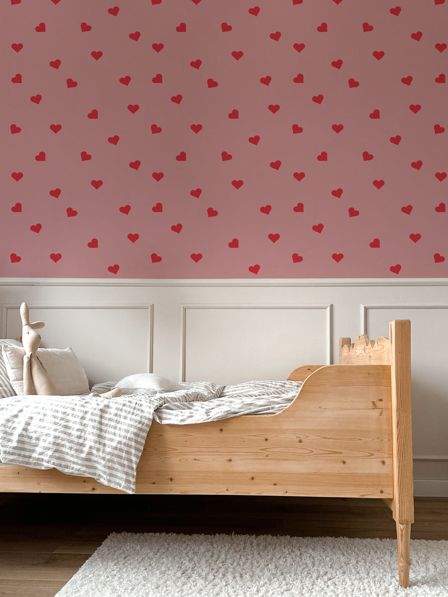 Dekornik papier peint coeurs sur rayures roses 50 x 280