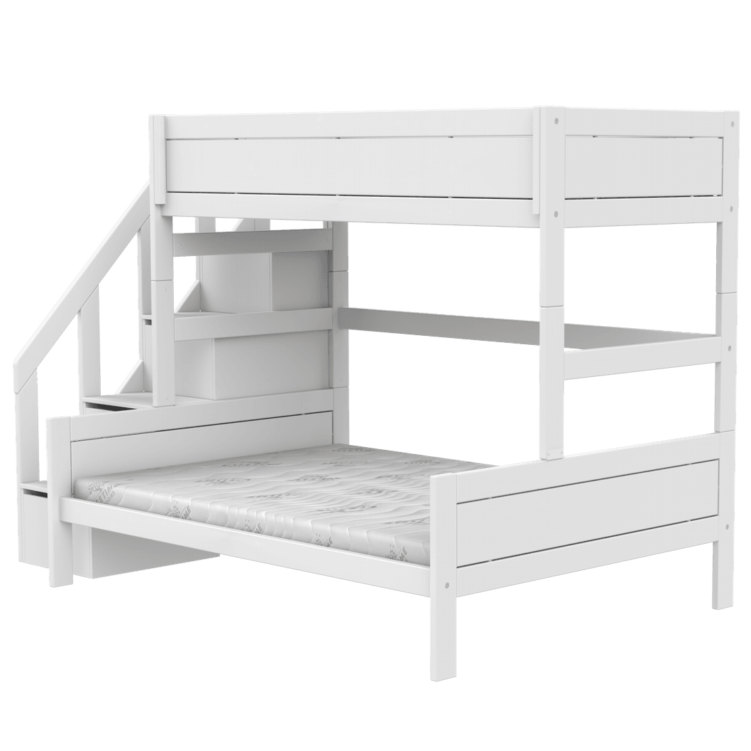Family Etagenbett mit Treppe Weiss