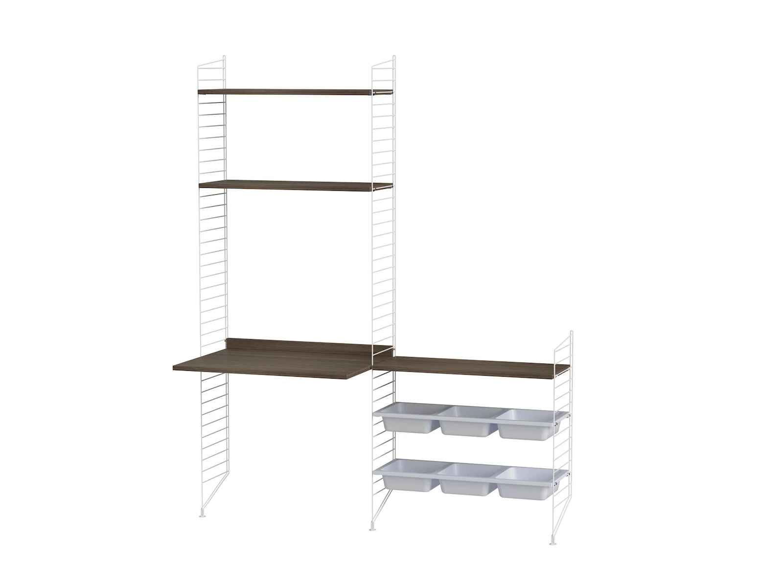 String Furniture children's room E white / walnut shelving system