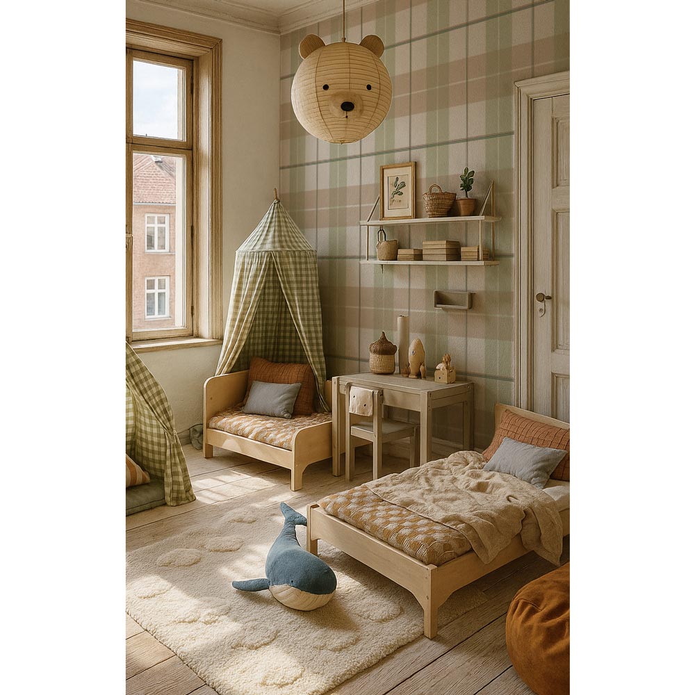 Dekornik Tapete Karo ma x i beige green Streifen 100 x 280