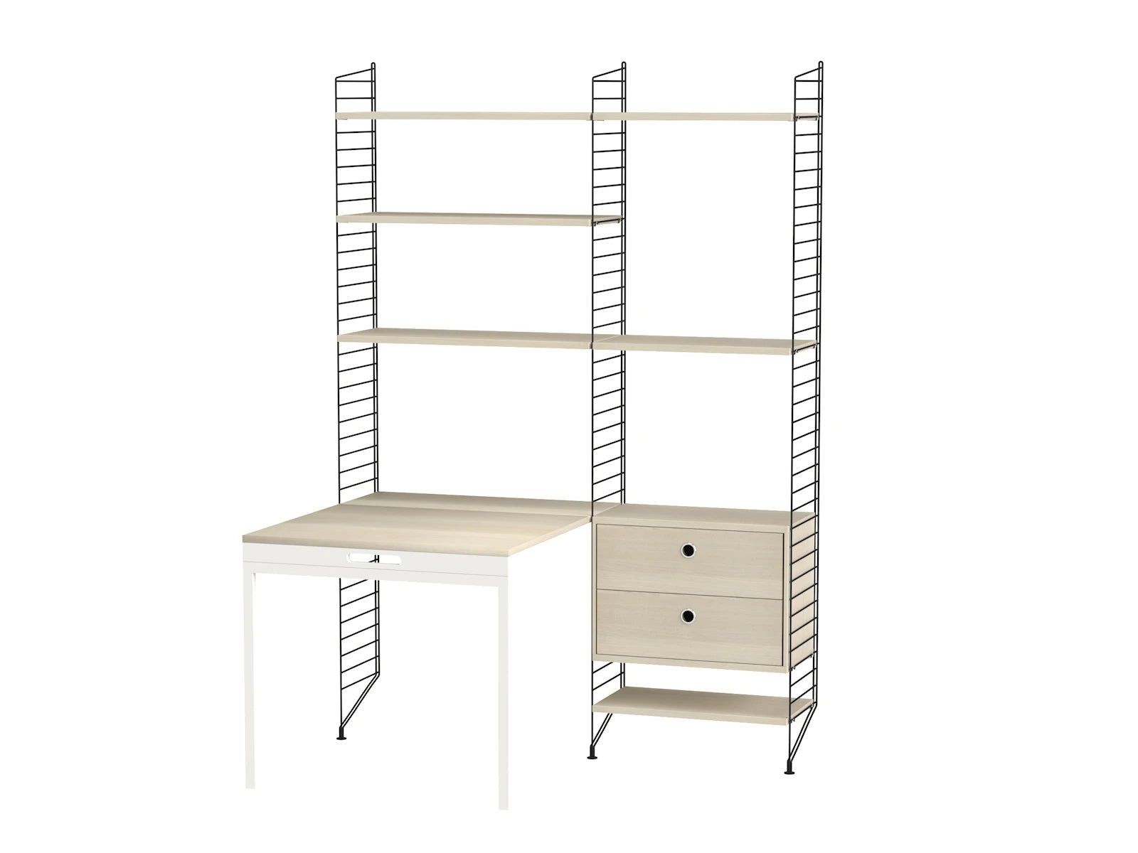 String Furniture Arbeitsplatz E Schwarz / Esche