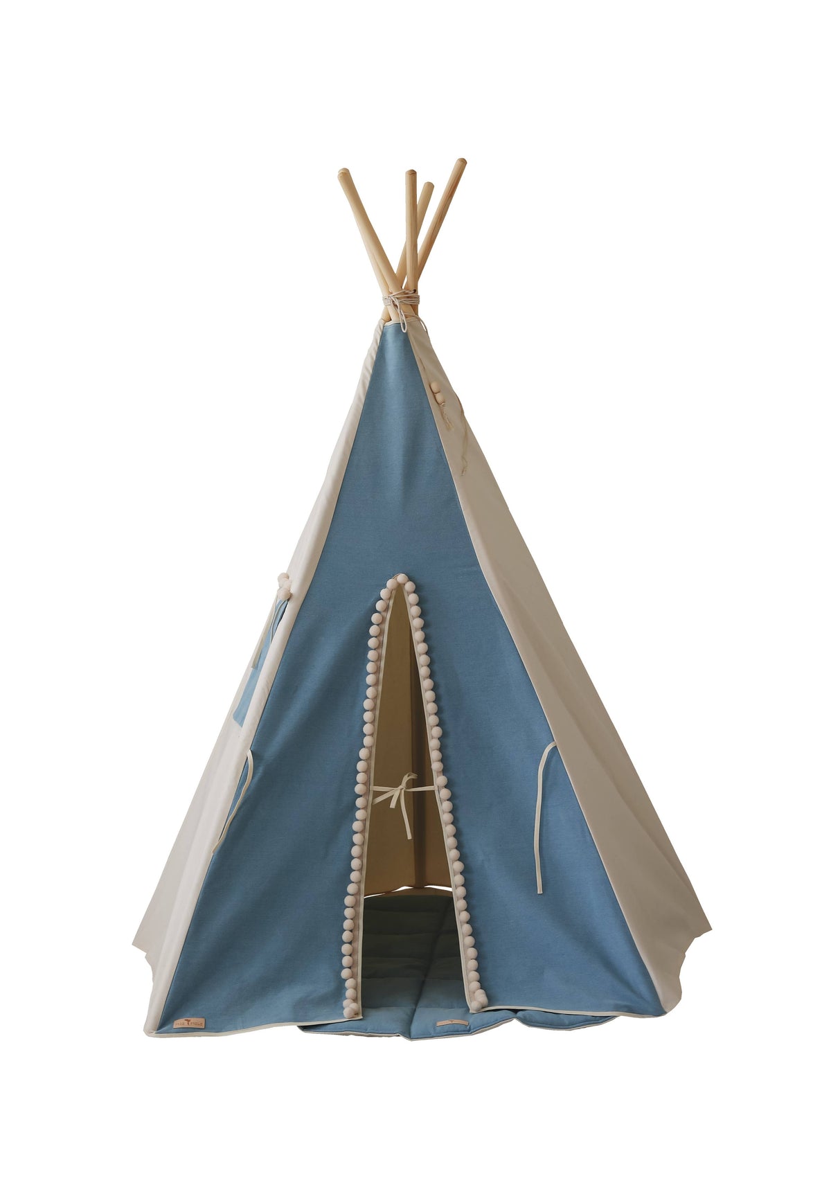 Moi Mili tipi tent blue with bobble decoration