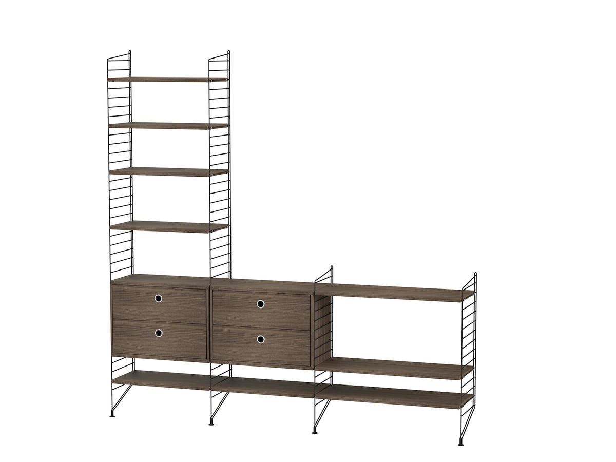 String Furniture living room J black / walnut shelving system