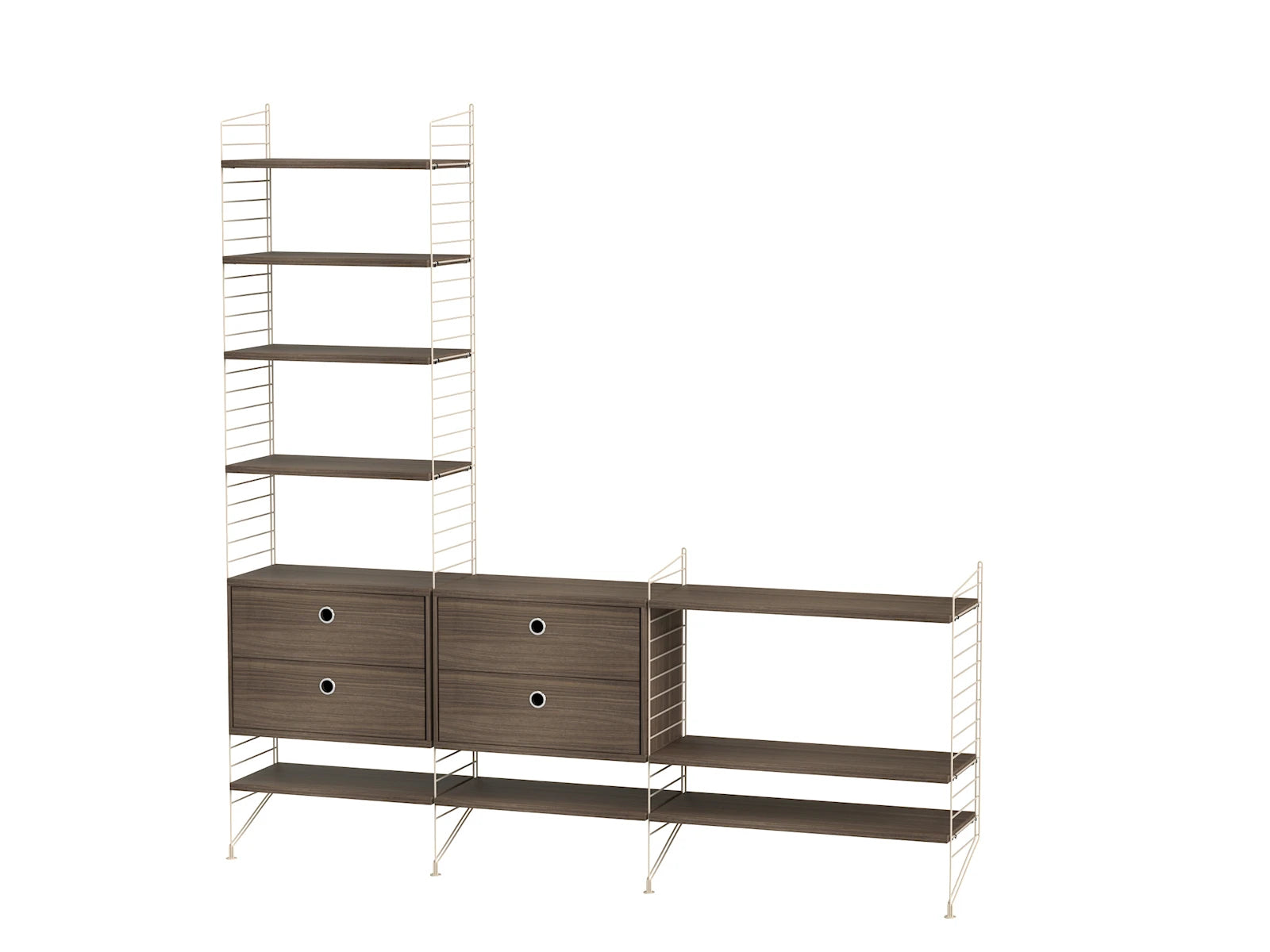String Furniture Wohnzimmer J Beige / Nussbaum Regalsystem