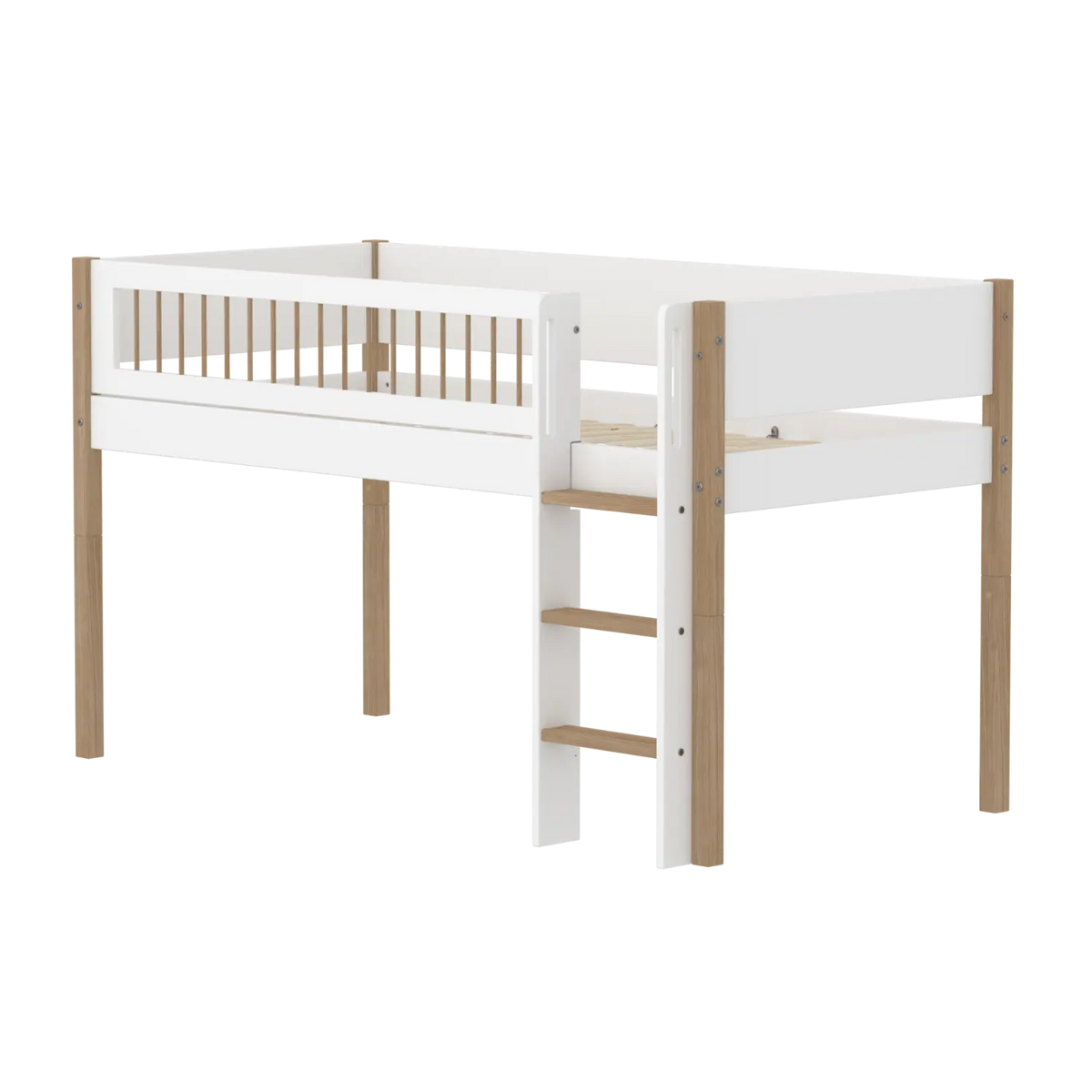 Flexa Nor Halbhohes Bett mit senkrechter Leiter 90 x 200 cm Eiche