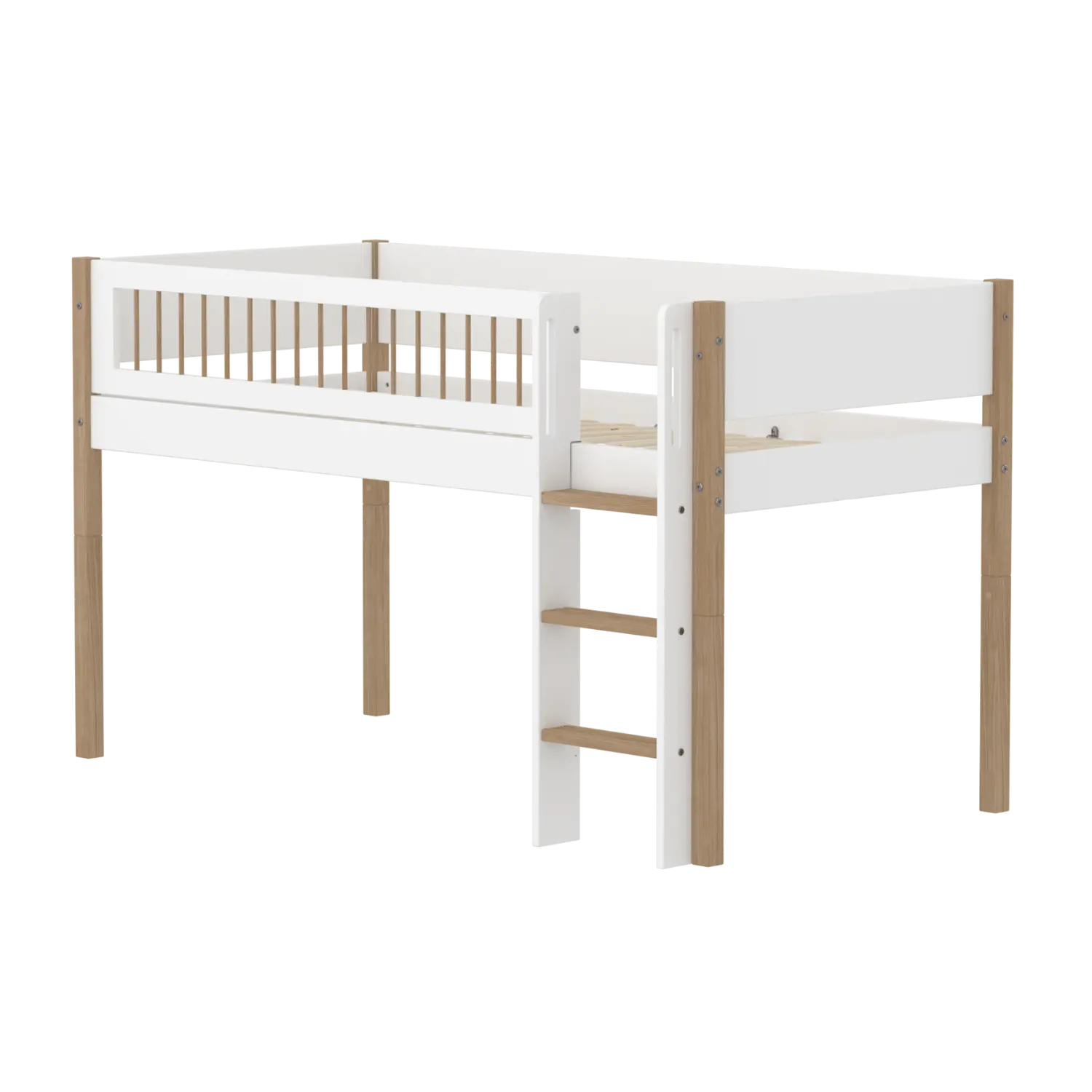 Flexa Nor Halbhohes Bett mit senkrechter Leiter 90 x 200 cm Eiche