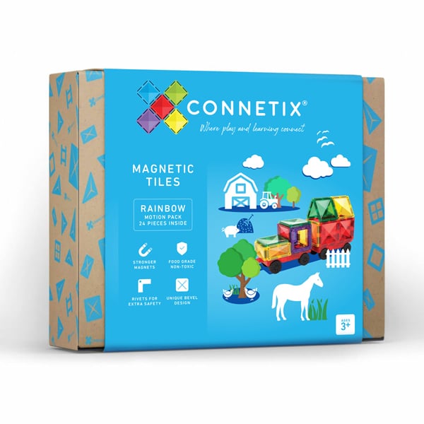 Connetix Rainbow Motion Pack 24 Teile – Kreatives Magnetspielzeug für STEAM-Lernen &amp; Fahrzeugbau