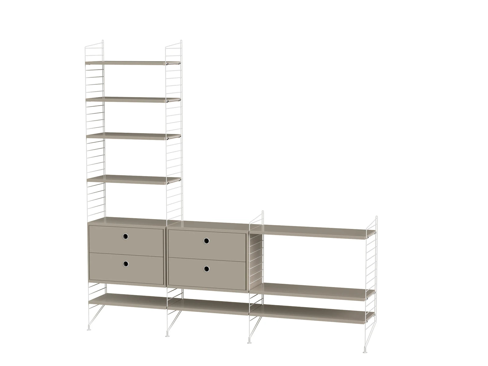 String Furniture Wohnzimmer J Weiss / Beige Regalsystem