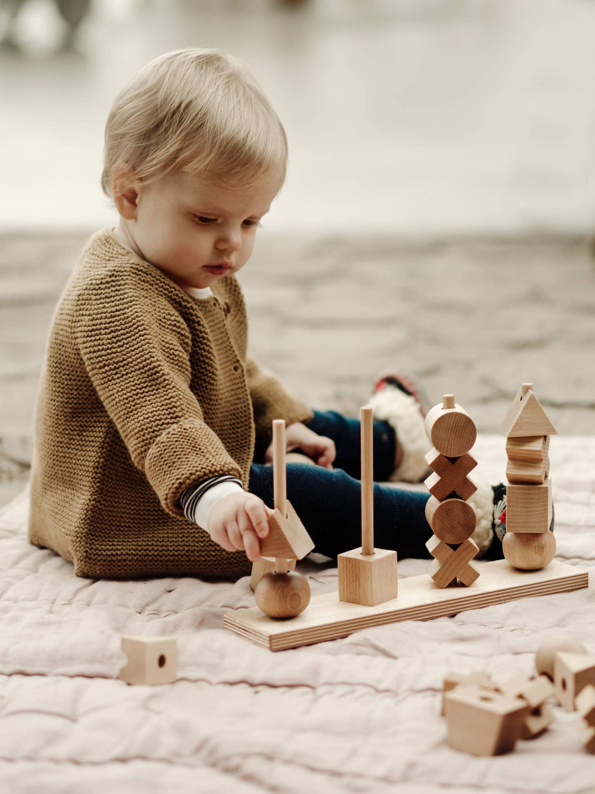Storia di legno Montessori giocattolo impilabile XL natura