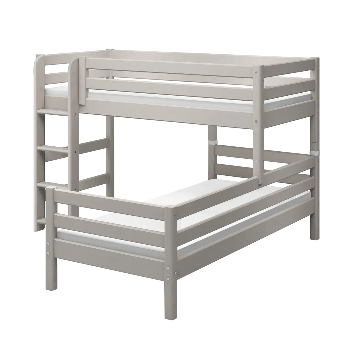 Flexa Classic Mittelhohes Bett mit senkrechter Leiter 90 x 200 cm Grey washed