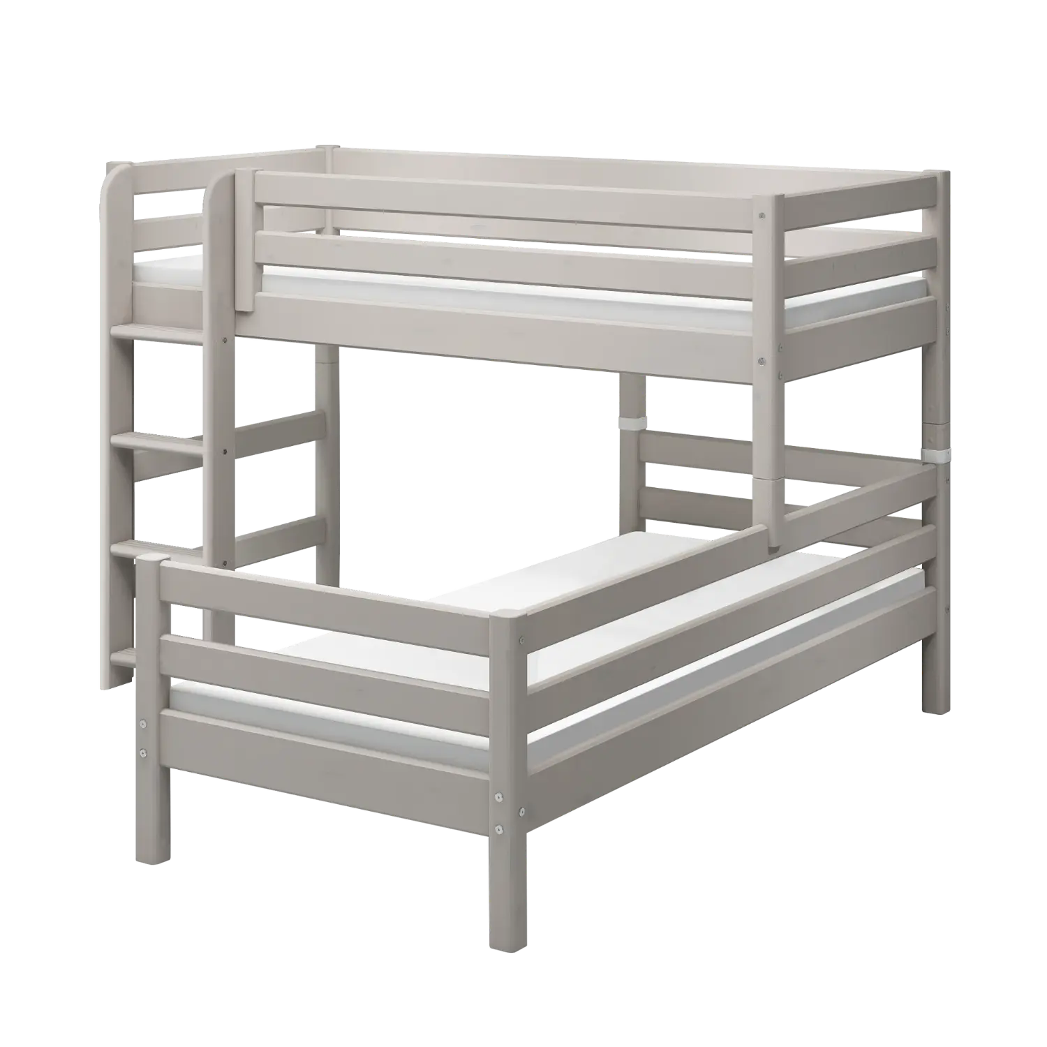 Flexa Classic Mittelhohes Bett mit senkrechter Leiter 90 x 200 cm Grey washed