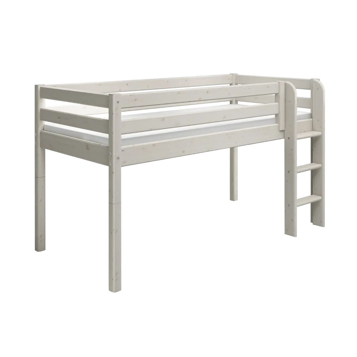 Flexa Classic Halbhohes Bett mit senkrechter Leiter 90 x 200 cm Grey washed