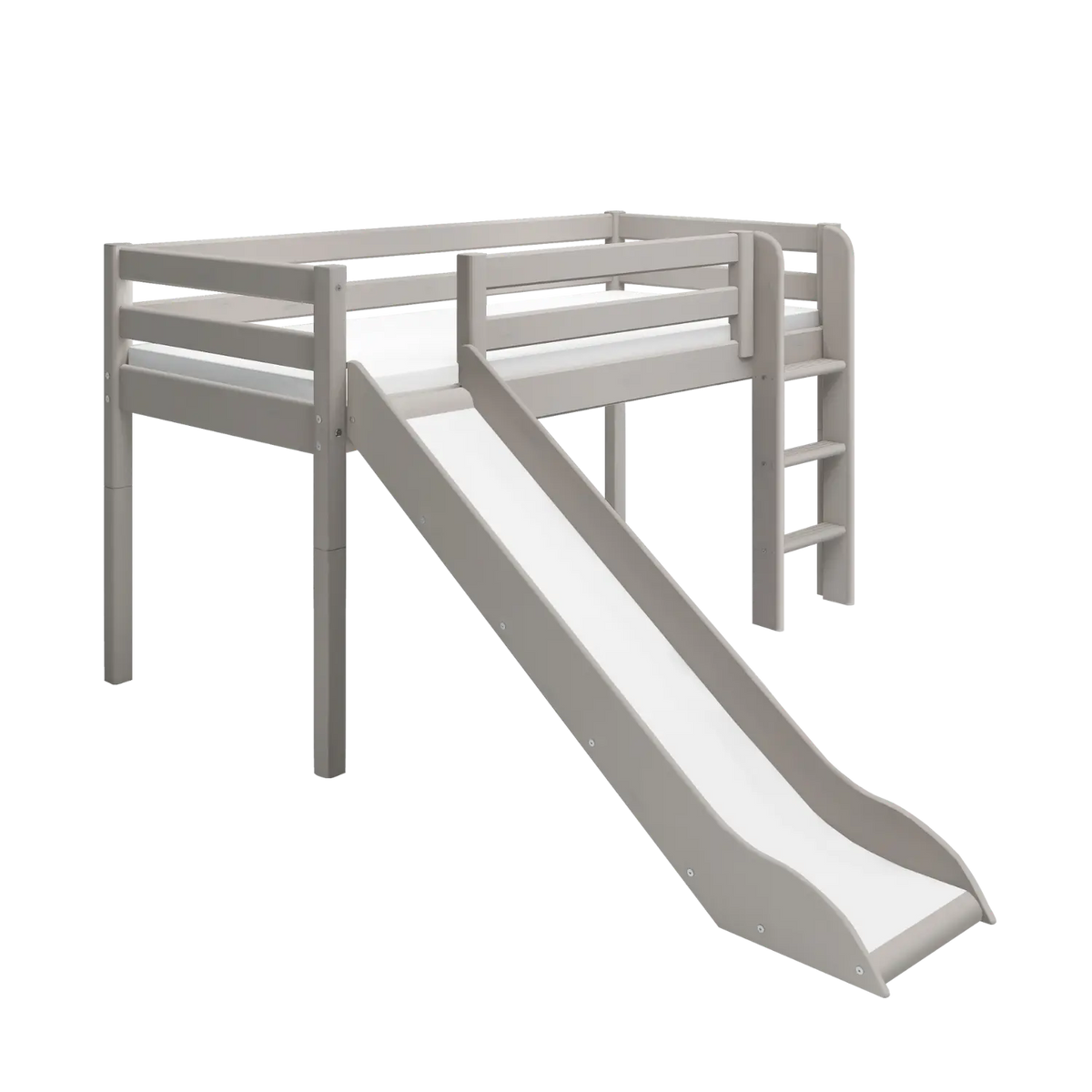 Flexa Classic Halbhohes Bett mit Rutsche und senkrechter Leiter 90 x 200 cm Grey washed