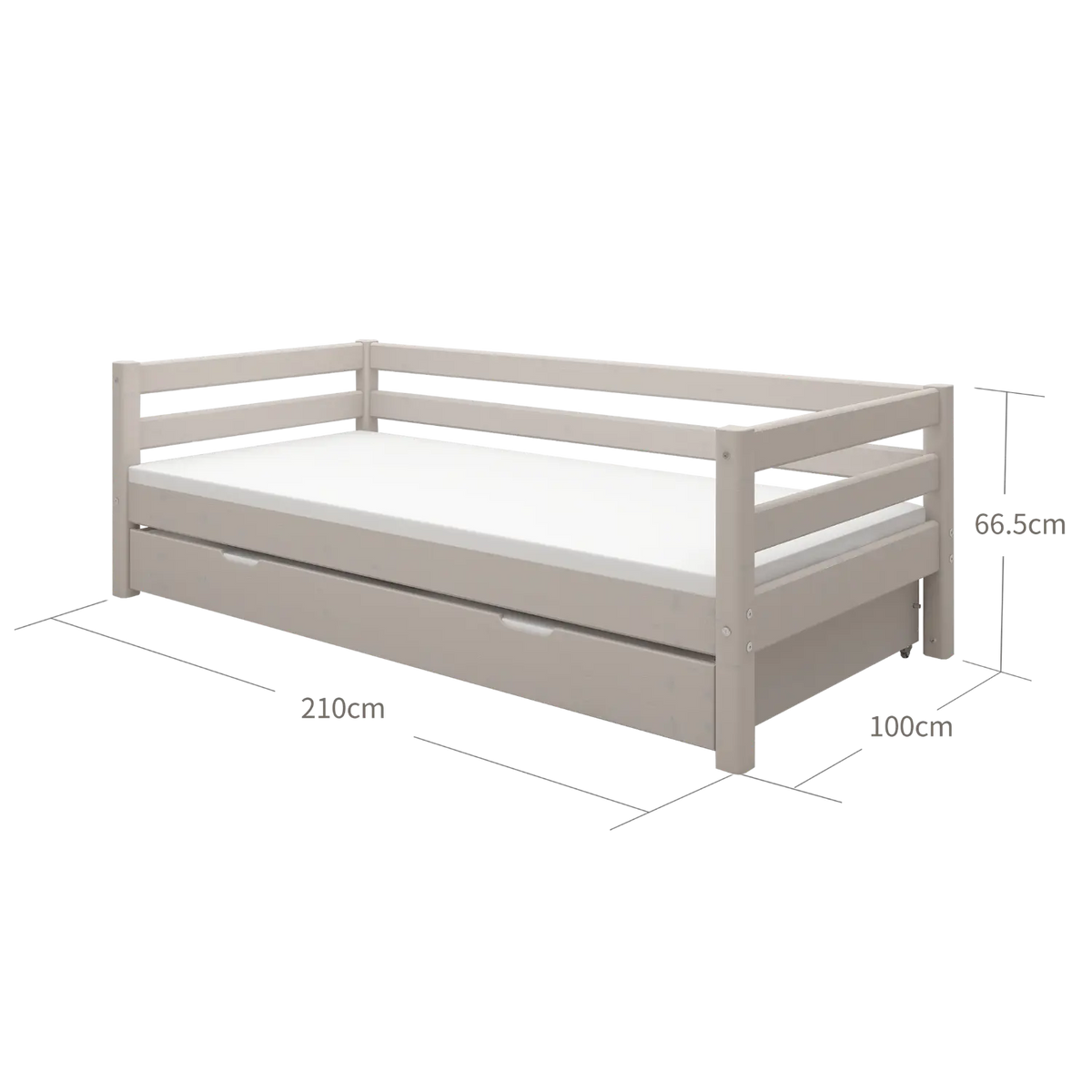 Flexa Classic Einzelbett mit Ausziehbett 90 x 200 cm Grey washed