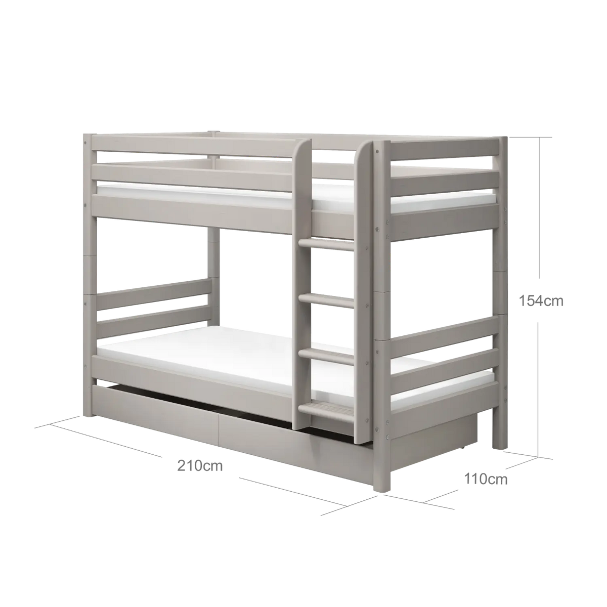 Flexa Classic Etagenbett mit senkrechter Leiter 90 x 200 cm Grey washed
