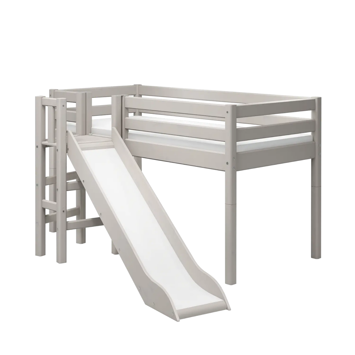 Flexa Classic Halbhohes Bett mit Plattform und Rutsche 90 x 200 cm Grey washed