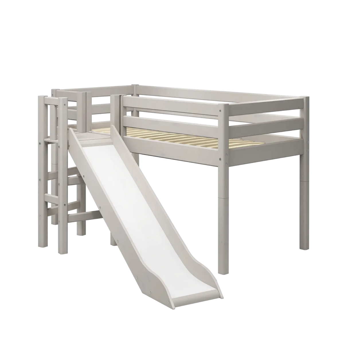Flexa Classic Halbhohes Bett mit Plattform und Rutsche 90 x 200 cm Grey washed