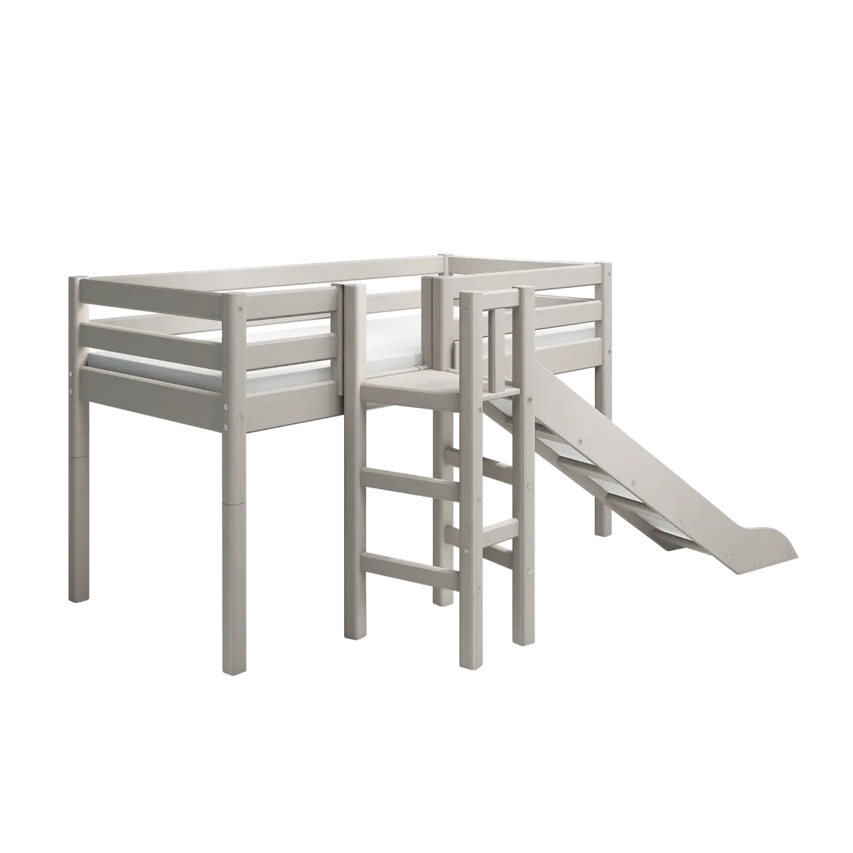 Flexa Classic Halbhohes Bett mit Plattform und Rutsche 90 x 200 cm Grey washed