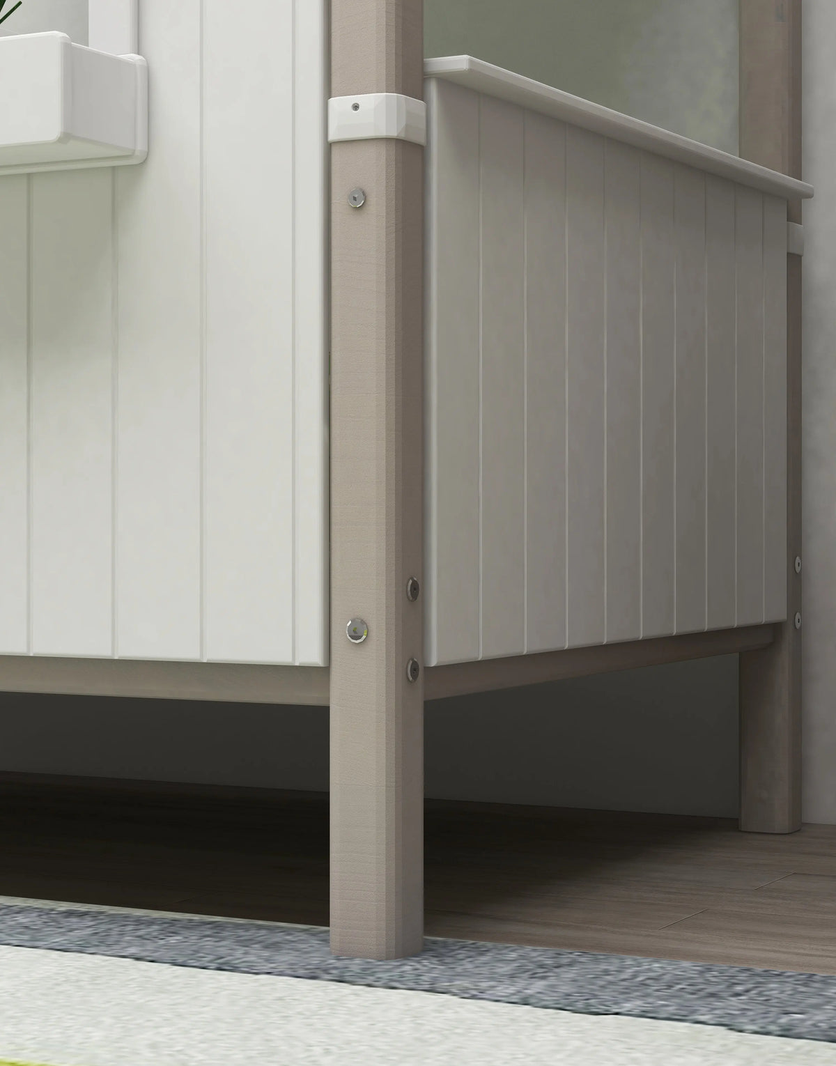 Flexa Classic Einzelbett mit 1/2 Classic-Haus 90 x 200 cm Grey wash/Weiss