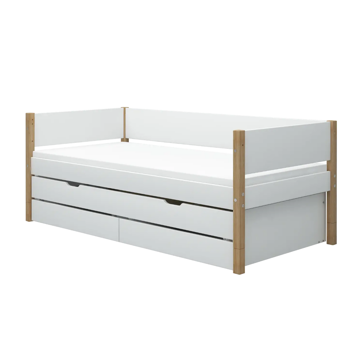 Flexa Nor Einzelbett mit Ausziehbett und 2 Schubladen 90 x 200 cm Eiche