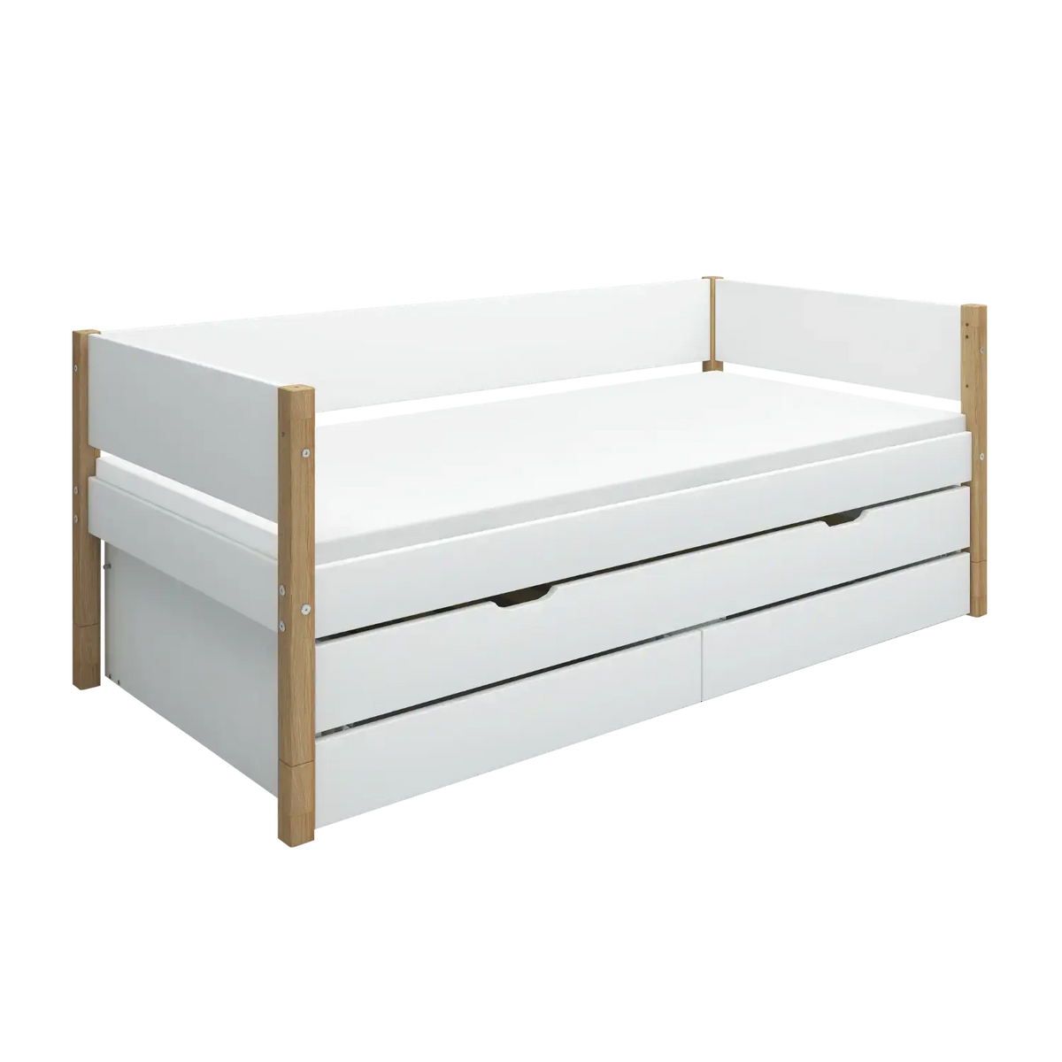 Flexa Nor Einzelbett mit Ausziehbett und 2 Schubladen 90 x 200 cm Eiche