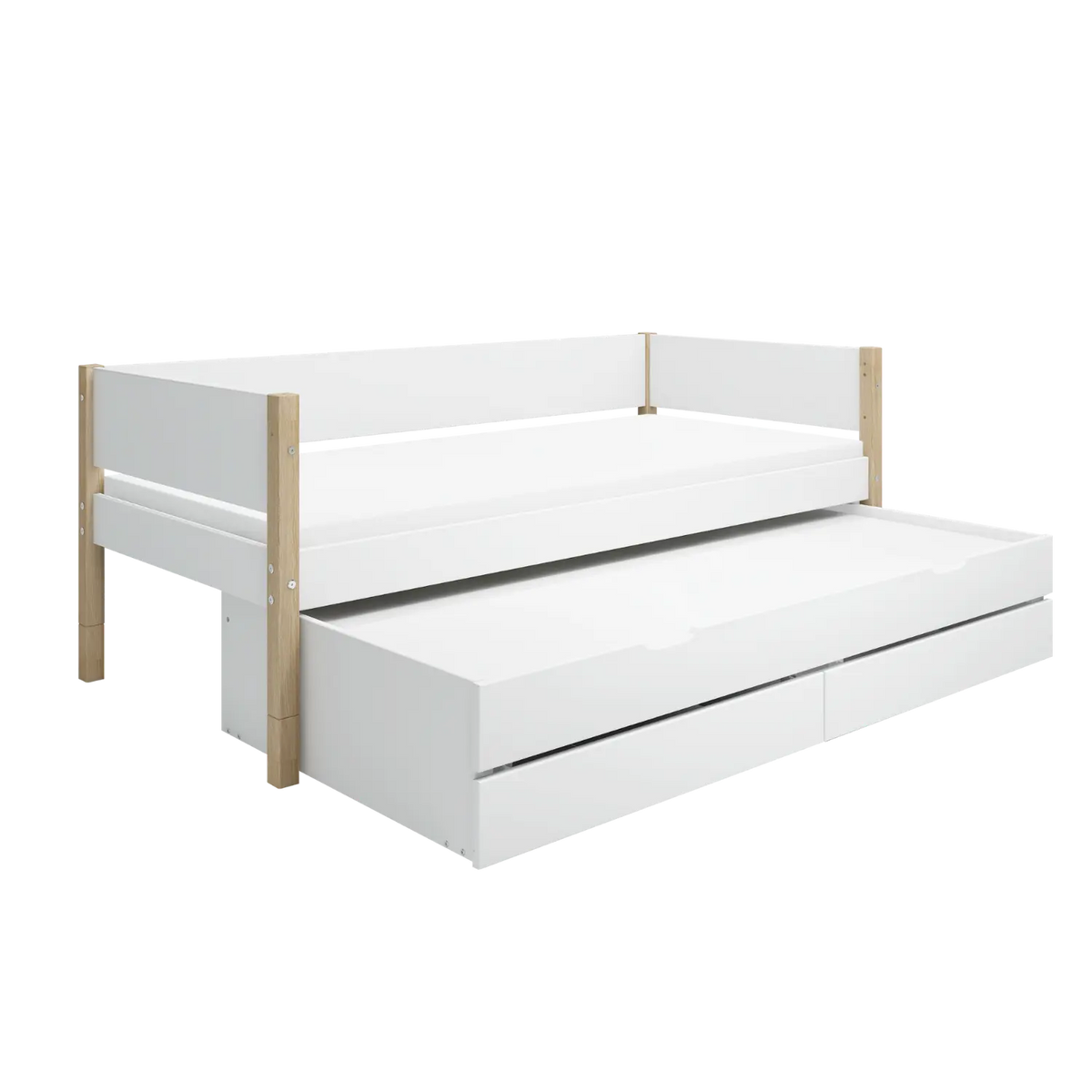 Flexa Nor Einzelbett mit Ausziehbett und 2 Schubladen 90 x 200 cm Eiche