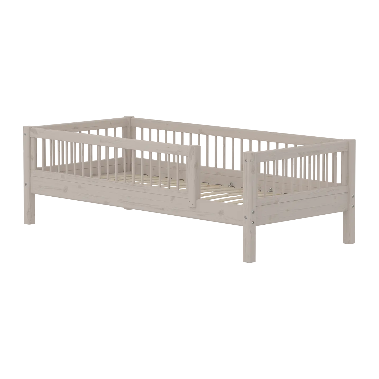 Flexa Classic Einzelbett mit Absturzsicherung mit Streben 90 x 200 cm Grey washed