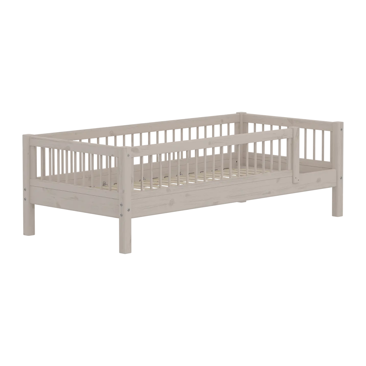 Flexa Classic Einzelbett mit Absturzsicherung mit Streben 90 x 200 cm Grey washed