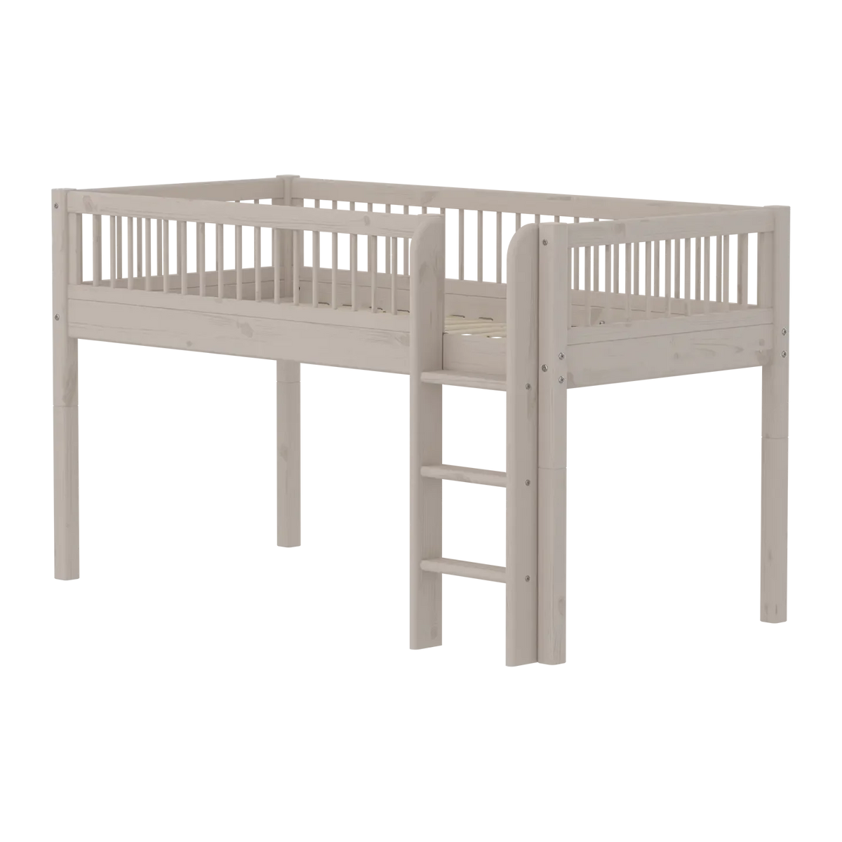 Flexa Classic Halbhohes Bett mit senkrechter Leiter 90 x 200 cm Grey washed