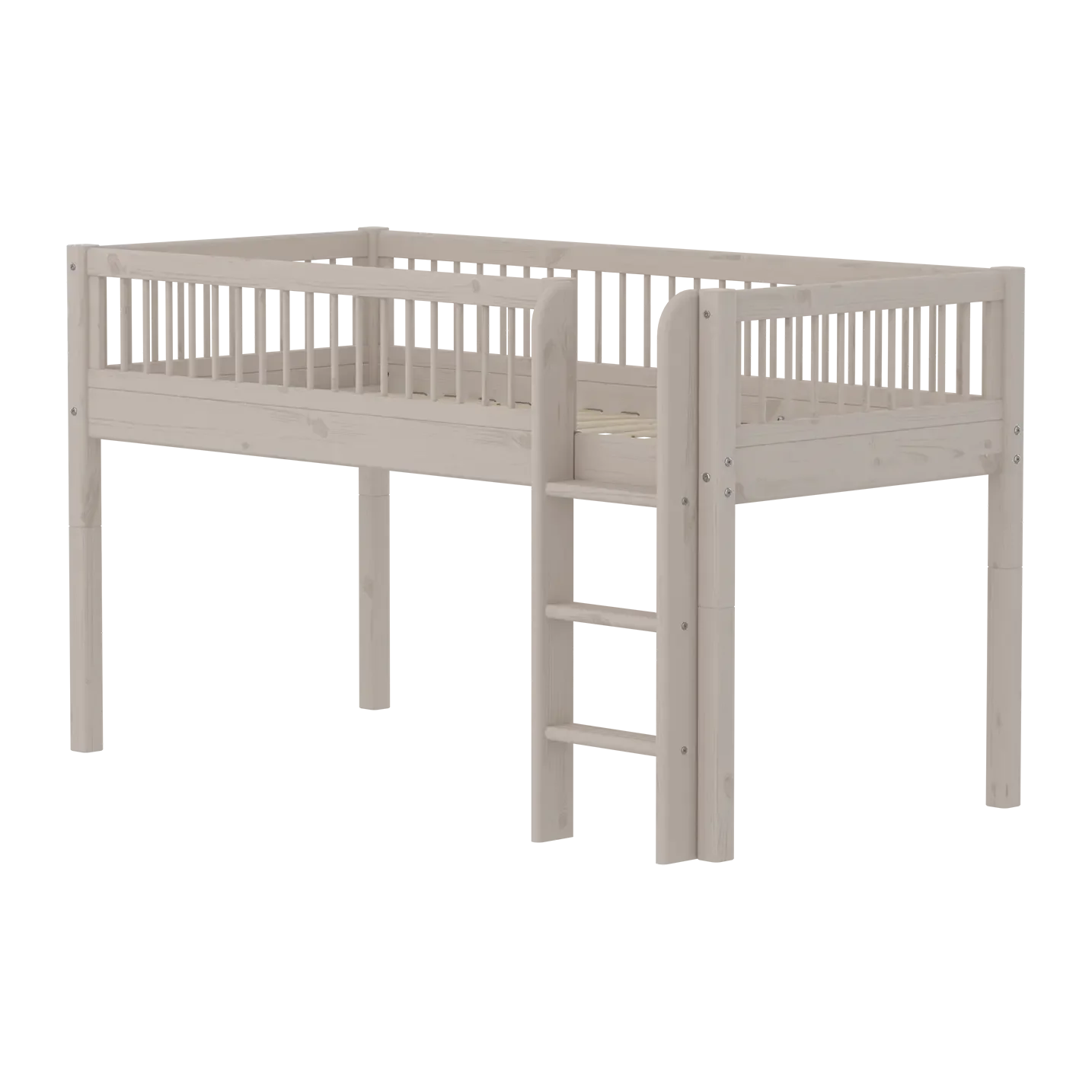 Flexa Classic Halbhohes Bett mit senkrechter Leiter 90 x 200 cm Grey washed