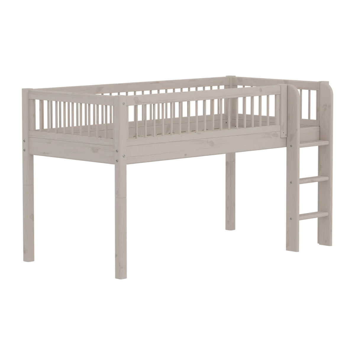 Flexa Classic Halbhohes Bett mit senkrechter Leiter 90 x 200 cm Grey washed