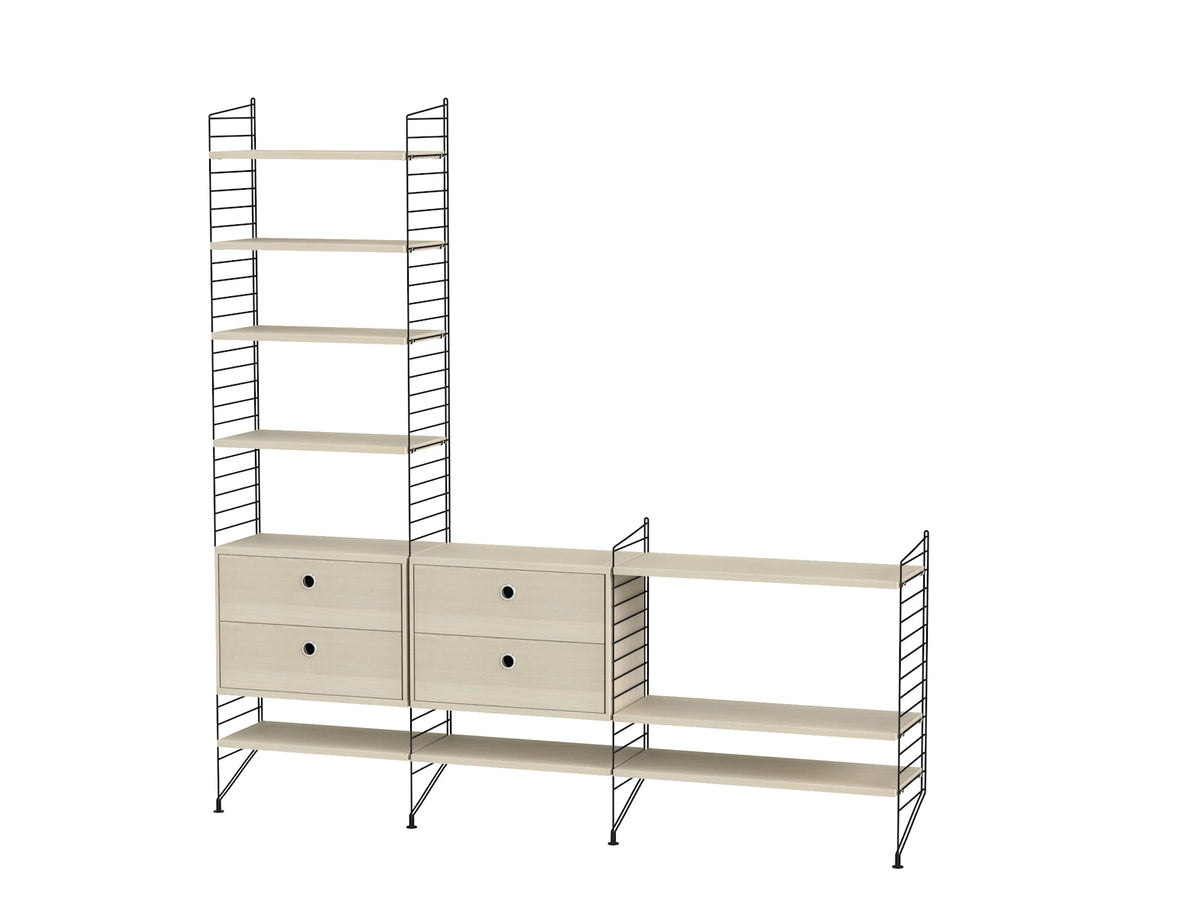 String Furniture living room J black / ash shelving system
