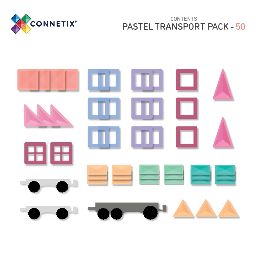 Connetix 50 pièces Pastel Transport Pack