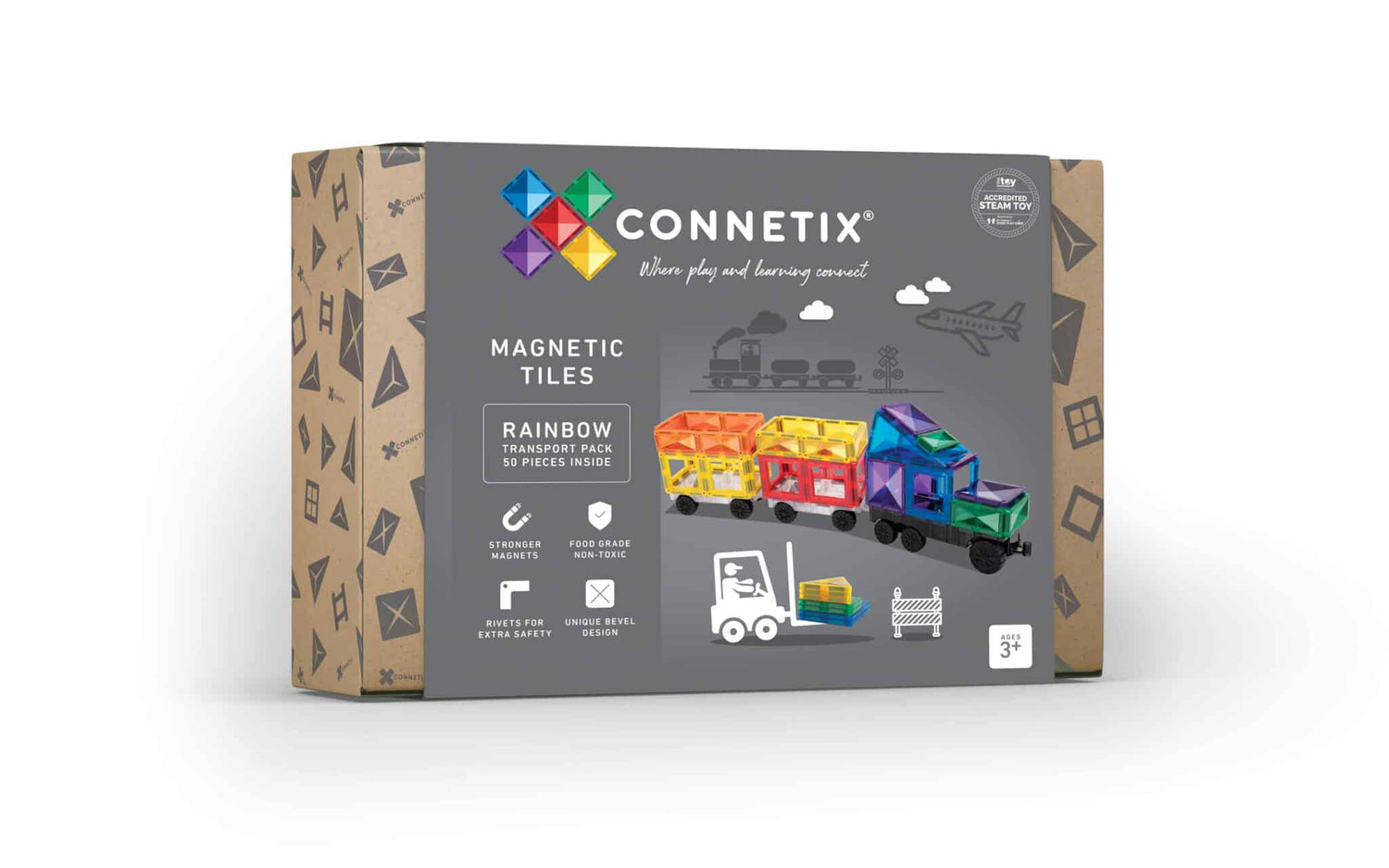 Connetix 50 Teile Transport Pack – Kreatives Bauen &amp; Fahrzeugspass für Kinder