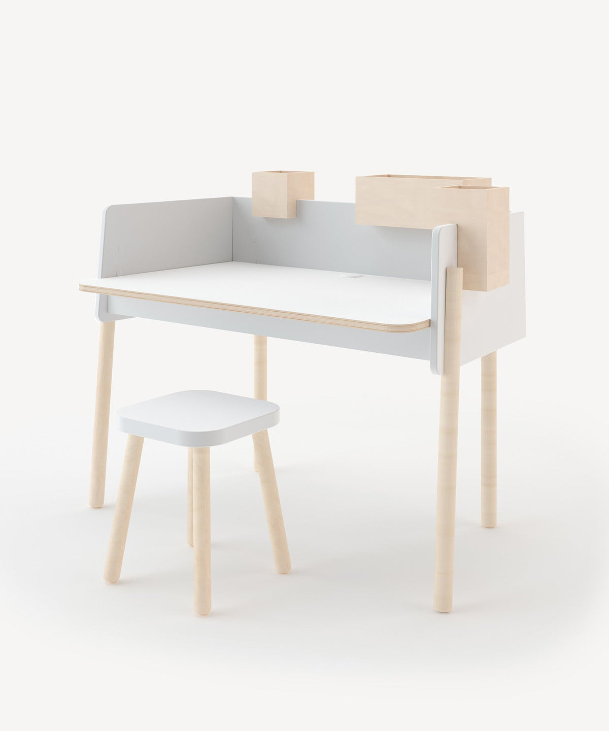 Oeuf NYC Square Stool, white / birch