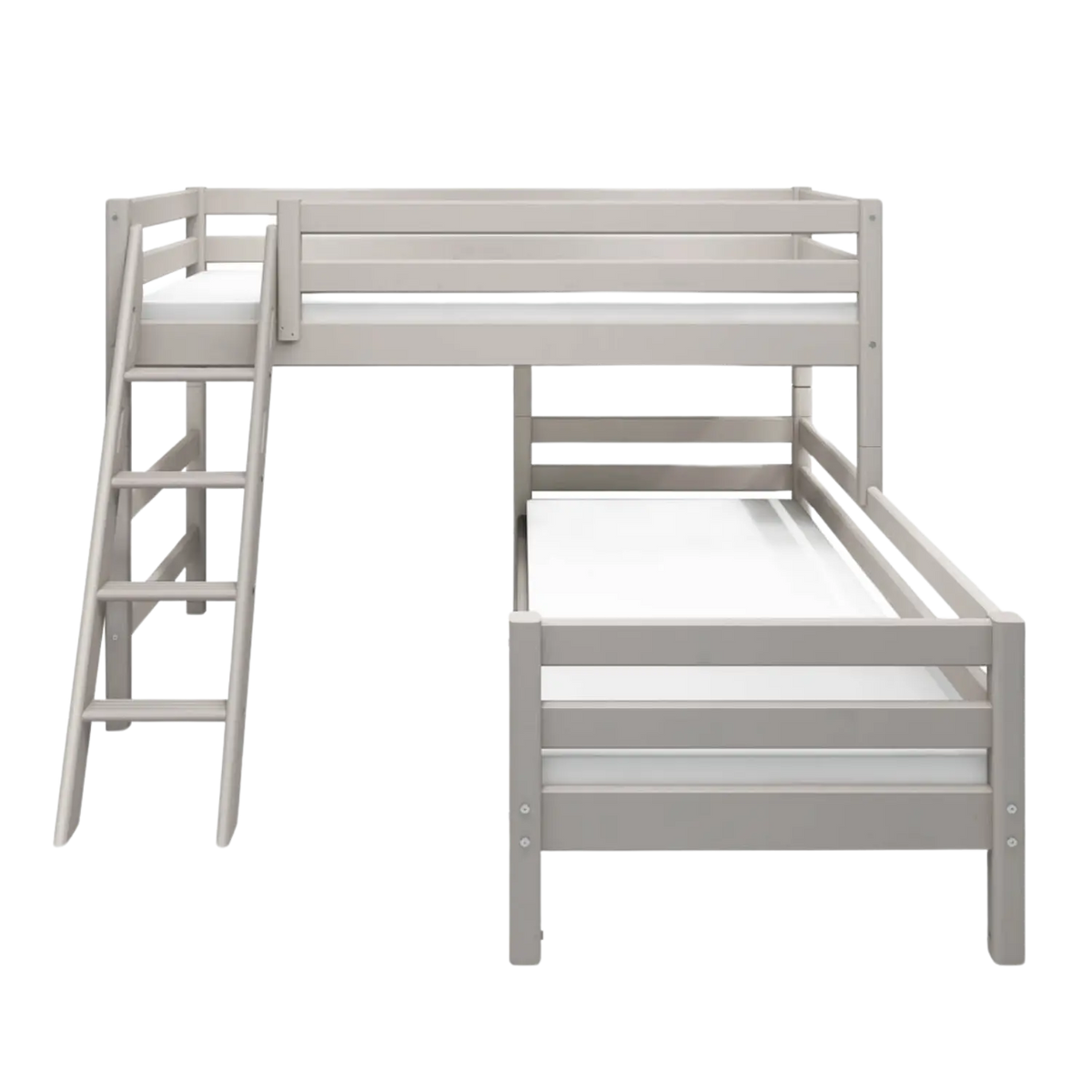 Flexa Classic Mittelhohes Bett mit Schrägleiter 90 x 200 cm Grey washed