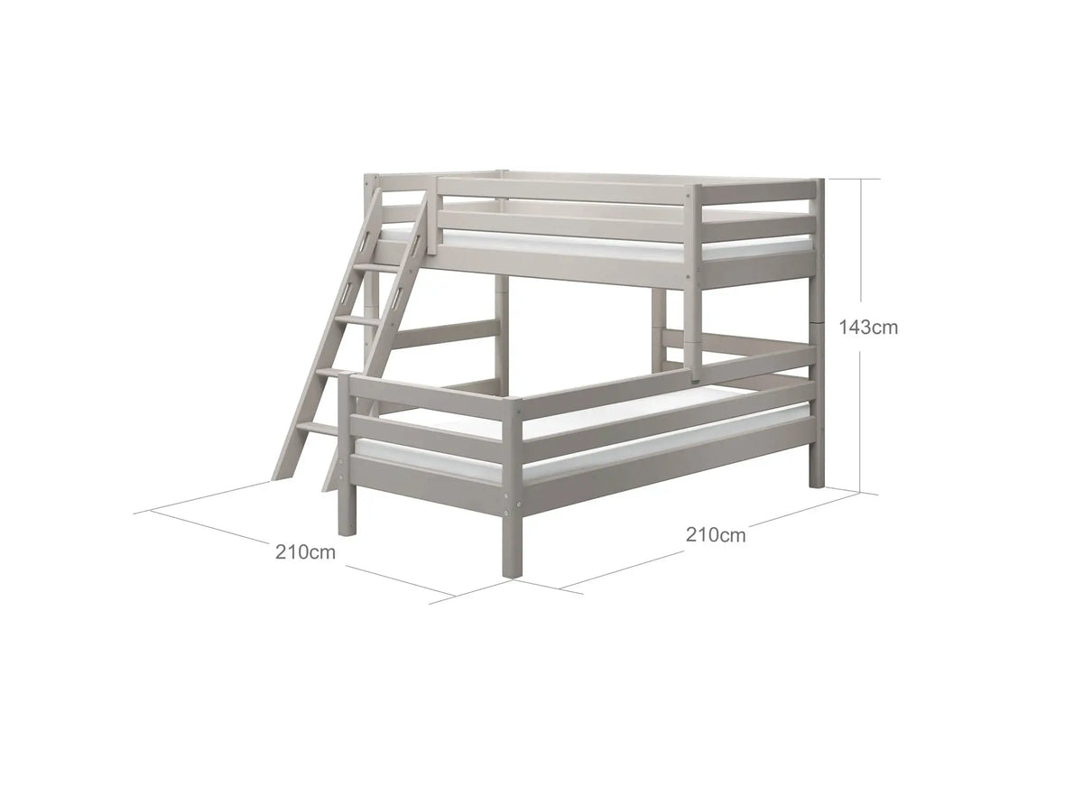 Flexa Classic Mittelhohes Bett mit Schrägleiter 90 x 200 cm Grey washed