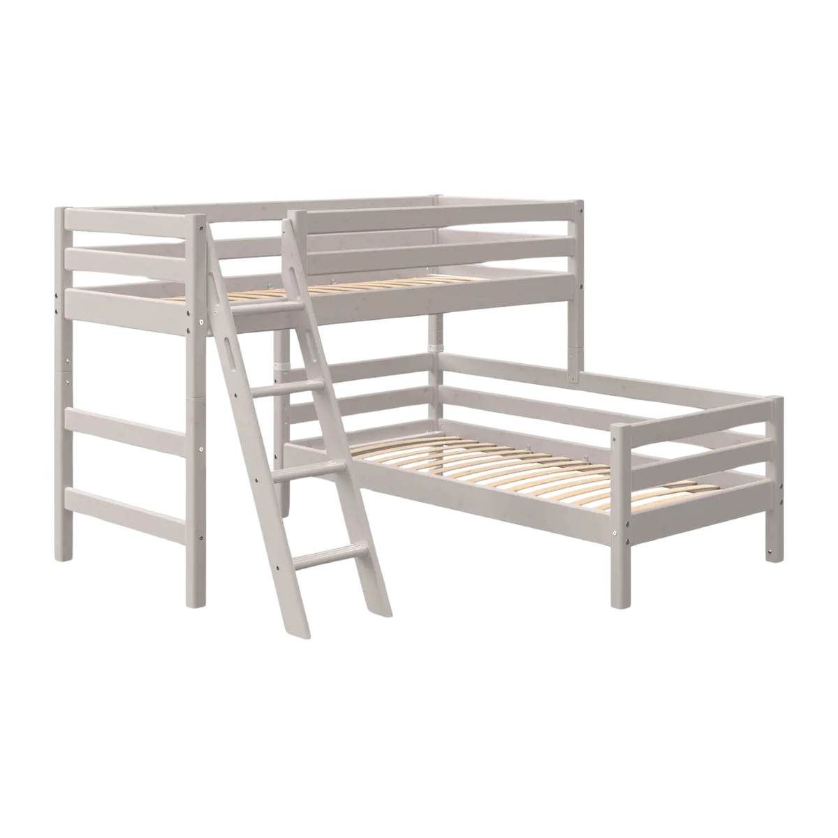 Flexa Classic Mittelhohes Bett mit Schrägleiter 90 x 200 cm Grey washed