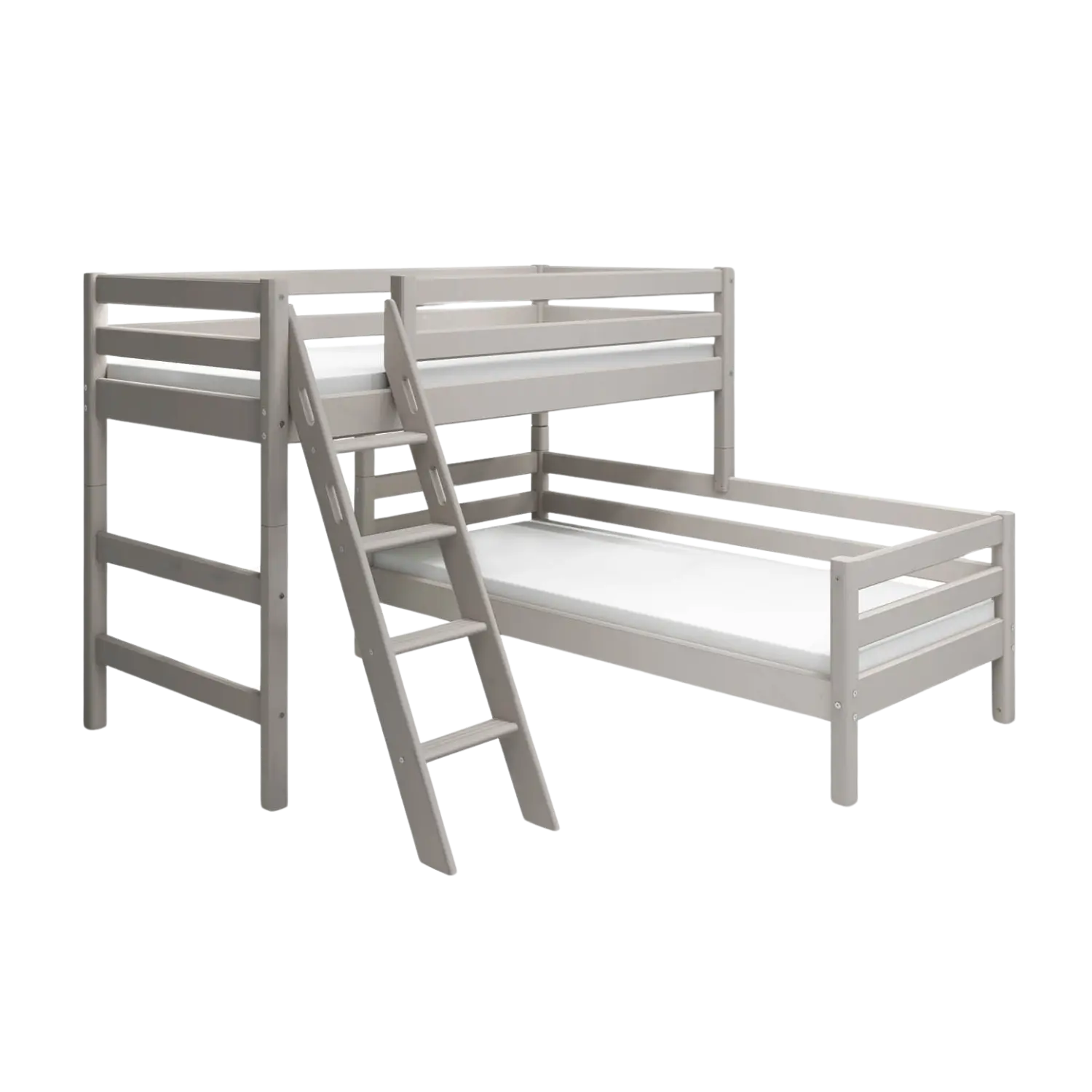 Flexa Classic Mittelhohes Bett mit Schrägleiter 90 x 200 cm Grey washed