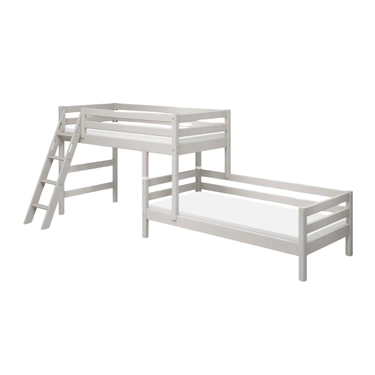 Flexa Classic Mittelhohes Bett mit Schrägleiter 90 x 200 cm Grey washed