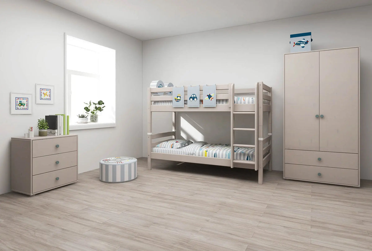 Flexa Classic Etagenbett mit senkrechter Leiter 90 x 200 cm Grey washed
