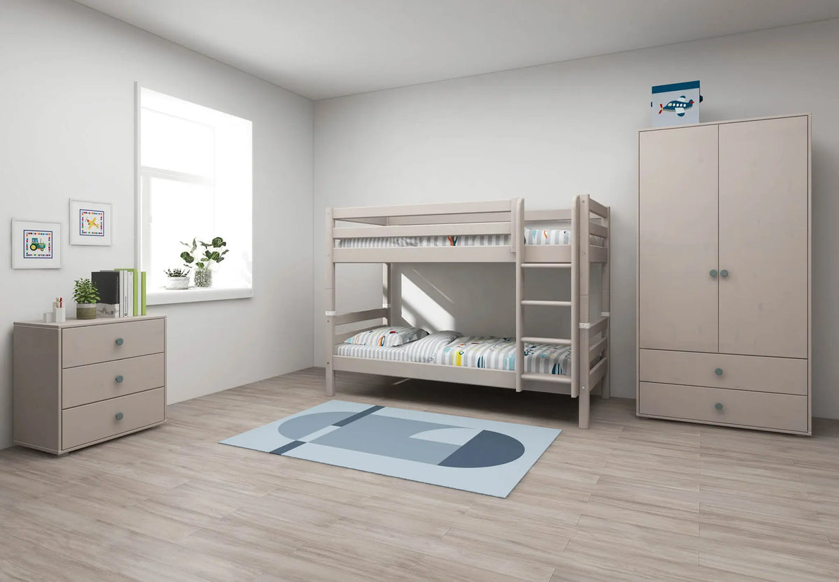 Flexa Classic Etagenbett mit senkrechter Leiter 90 x 200 cm Grey washed