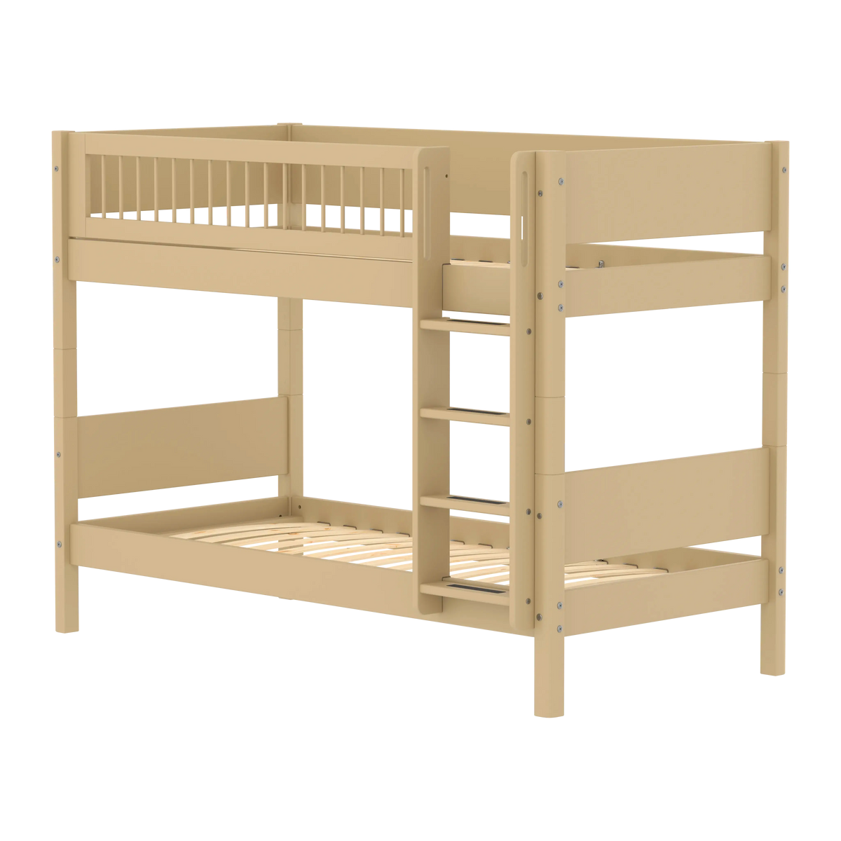 Flexa White Bunk bed with straight ladder 90 x 200 cm True