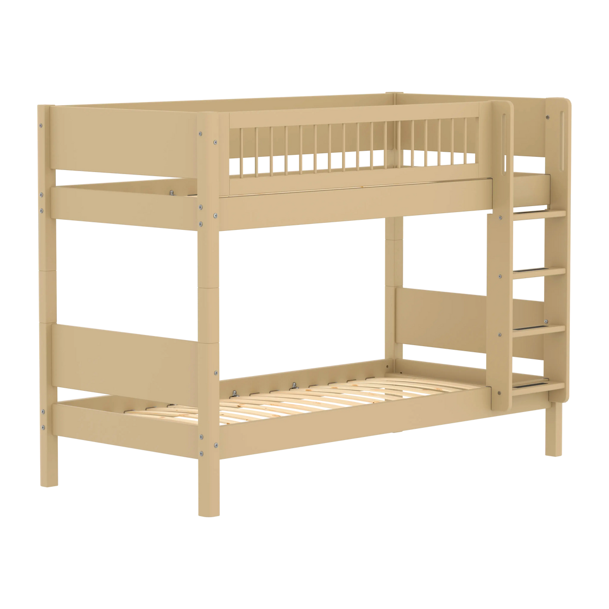 Flexa White Bunk bed with straight ladder 90 x 200 cm True