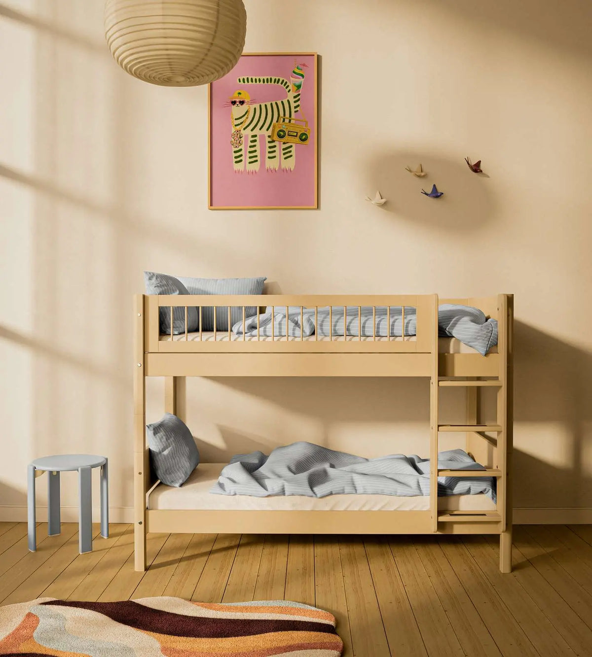 Flexa White Bunk bed with straight ladder 90 x 200 cm True