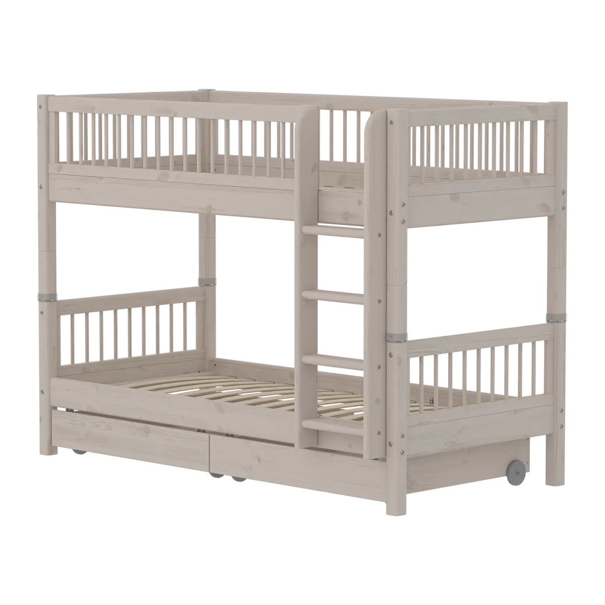 Flexa Classic Etagenbett mit Kreuzleisten und Stauraum, 90x200 cm, Grey Washed 90 x 200 cm Grey washed