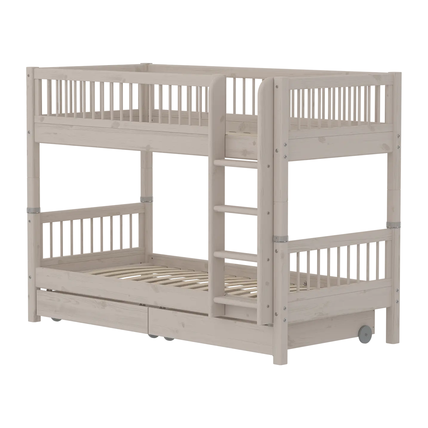Flexa Classic Etagenbett mit Kreuzleisten und Stauraum, 90x200 cm, Grey Washed 90 x 200 cm Grey washed